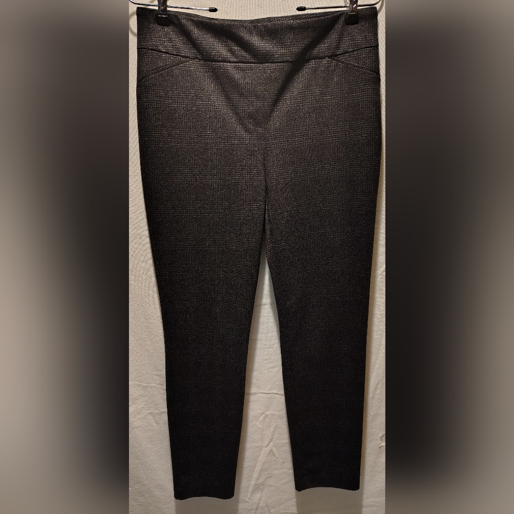 Massimo Fabbro ITALY Black & Charcoal Checked Pull On Pants Women's Size 8